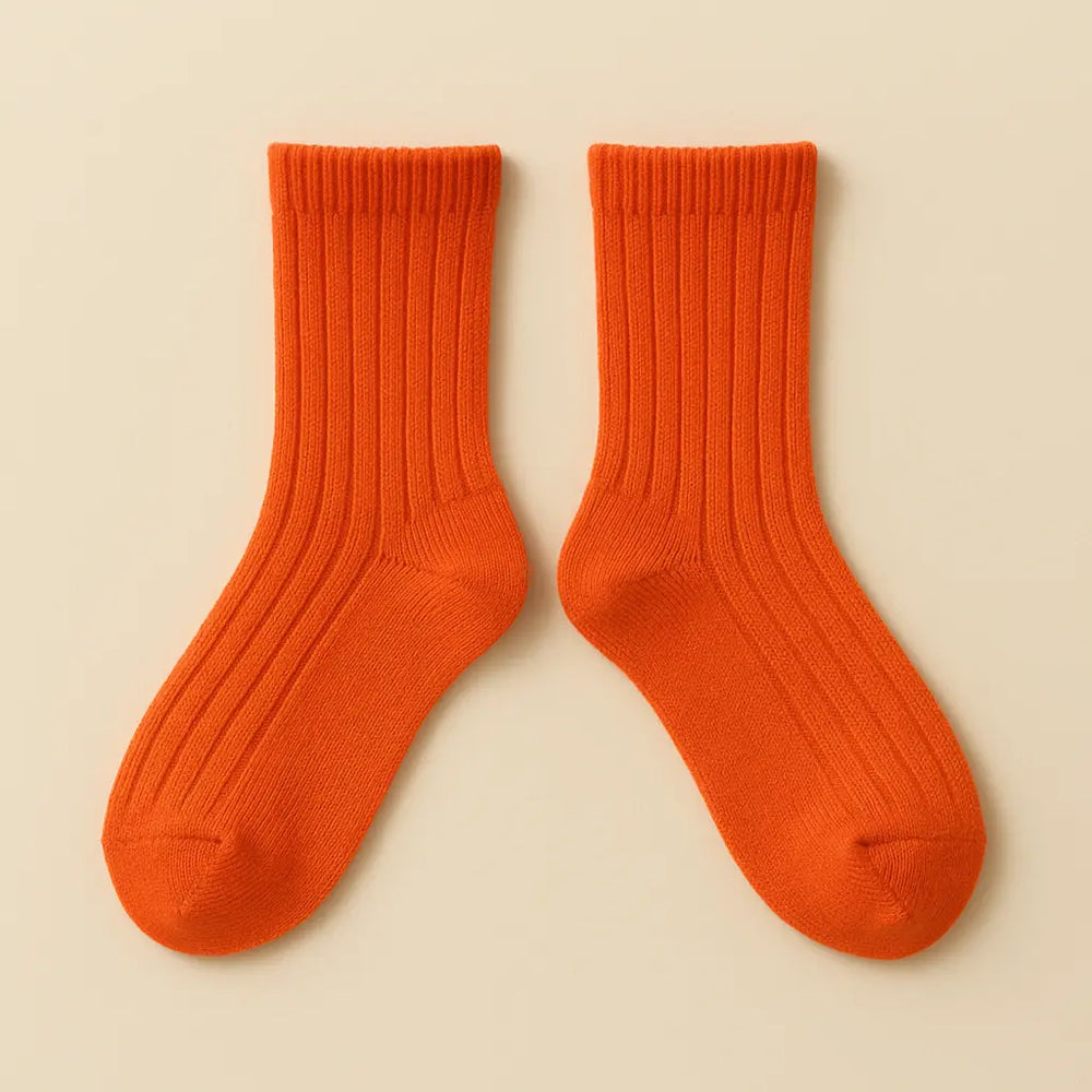 Chaussettes enfants Couleurs orange mollet coton paire