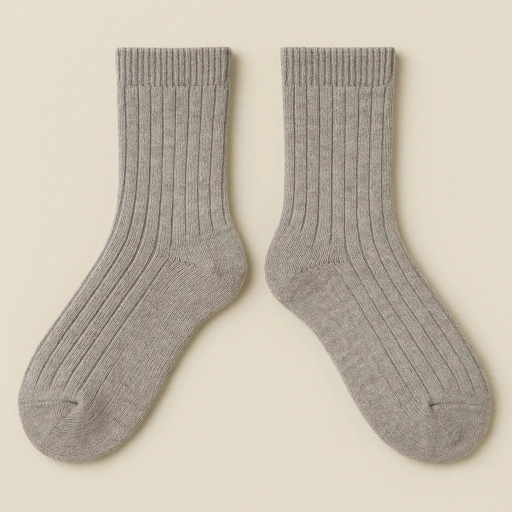 Chaussettes enfants Couleurs gris clair en coton mi-mollet paire