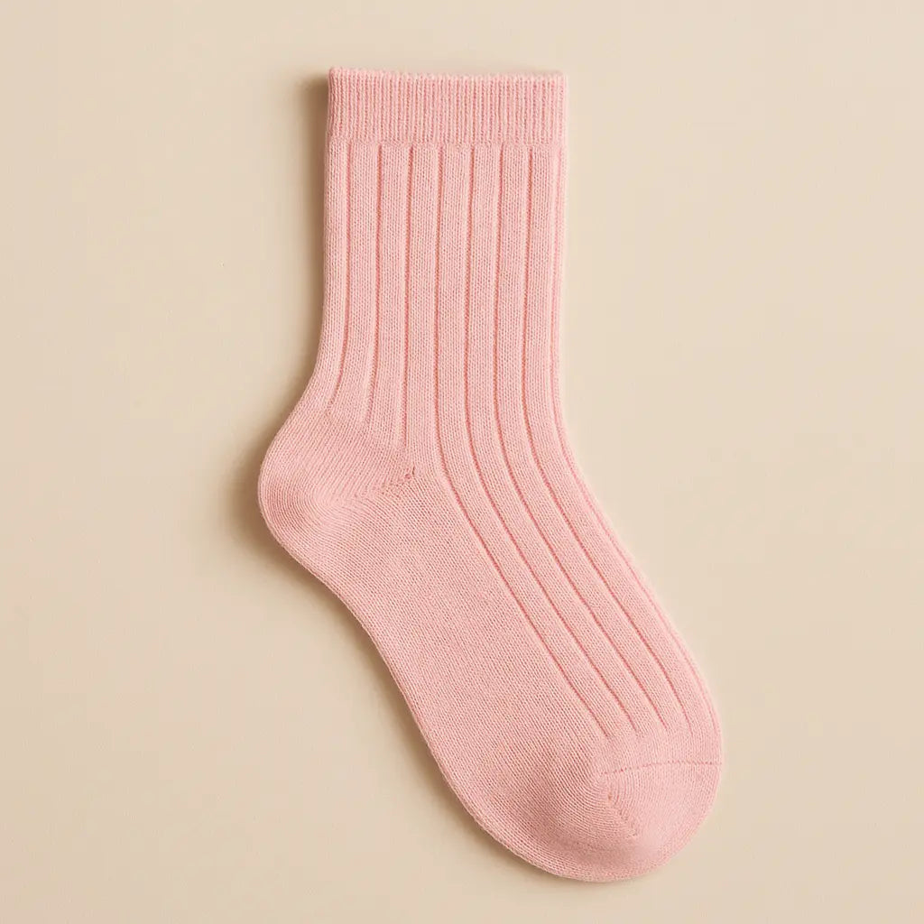 Chaussettes enfants Couleurs rose clair coton mi-mollet vue à plat