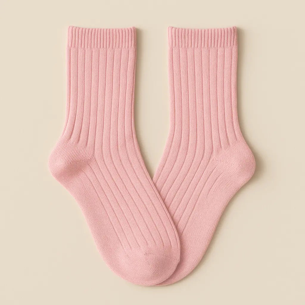 Chaussettes enfants Couleurs rose clair coton mi-mollet paire