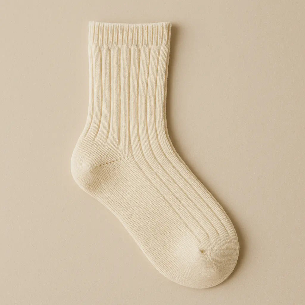 Chaussettes enfants Couleurs vanille mollet coton vue à plat