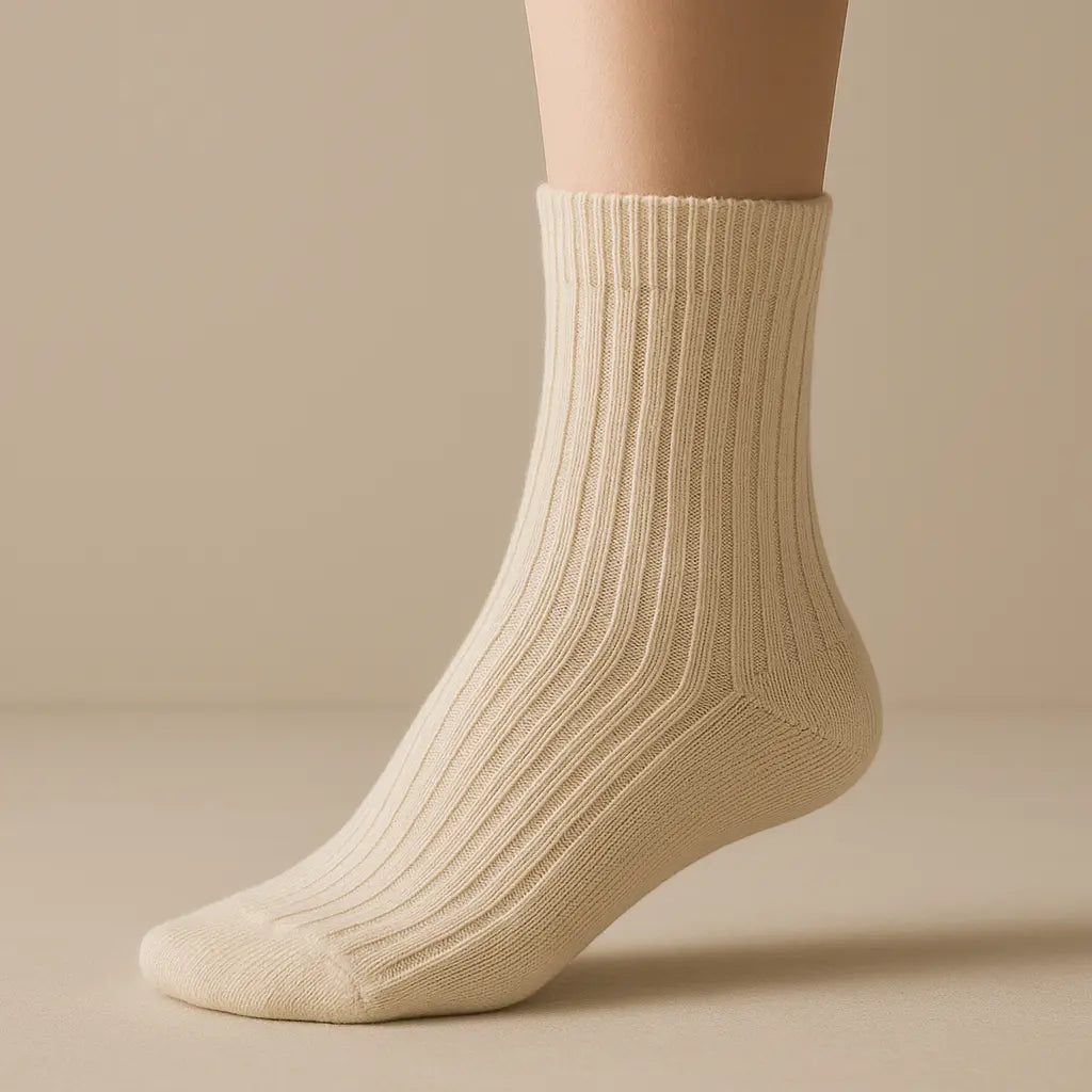 Chaussettes enfants Couleurs vanille mollet coton sur pied mannequin