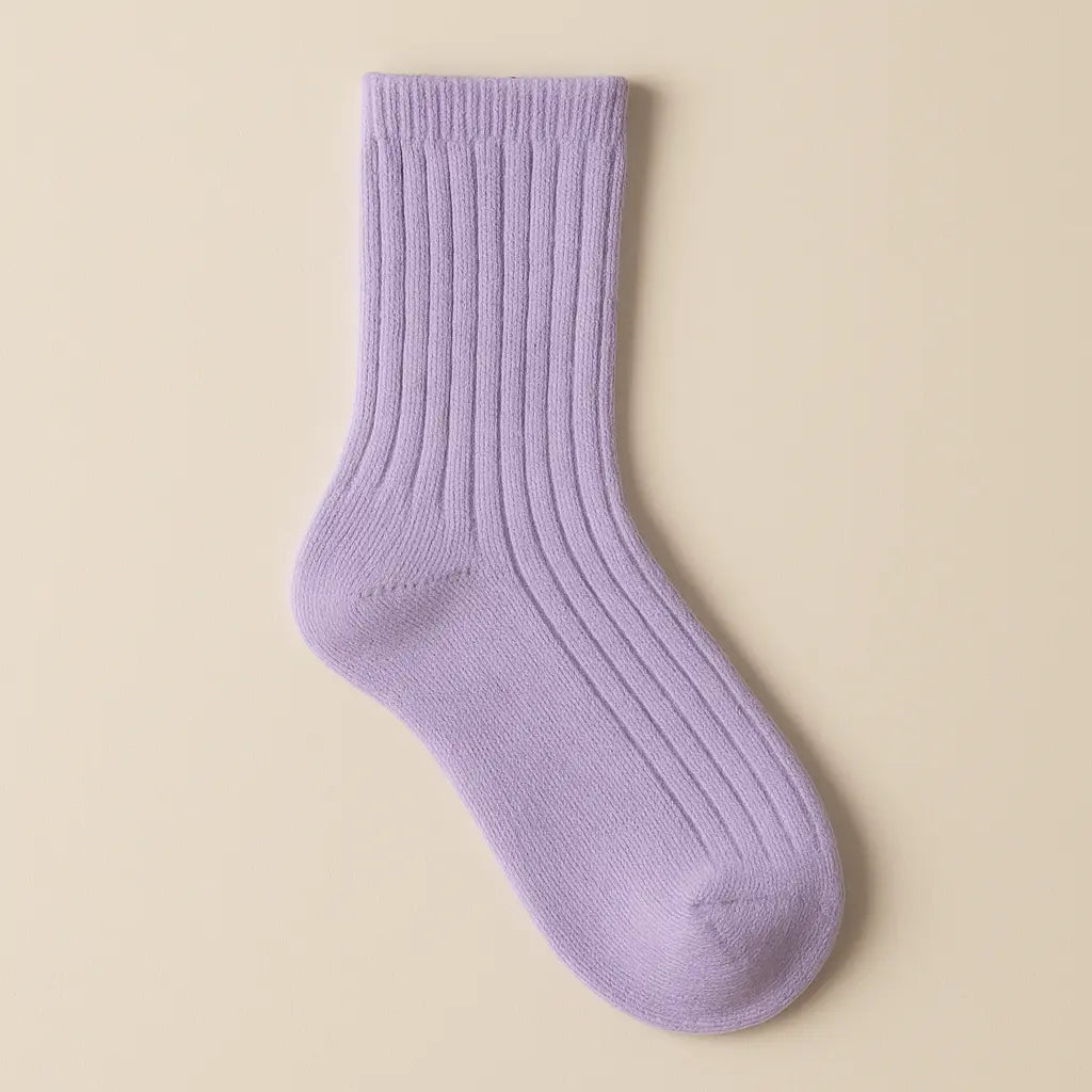 Chaussettes enfants Couleurs violet clair en coton mollet vue à plat