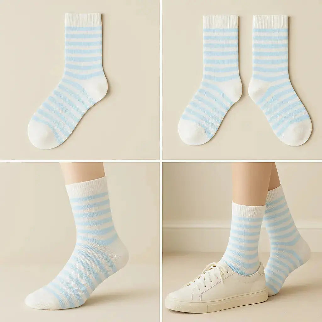 Chaussettes enfants rayures mollet coton blanc galerie produit