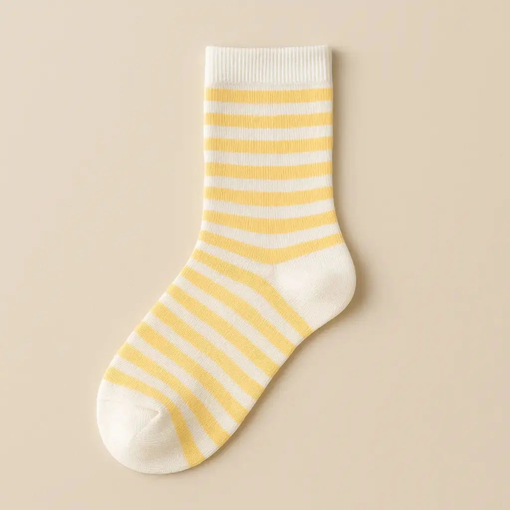 Chaussettes enfants rayures rose en coton mollet vue à plat