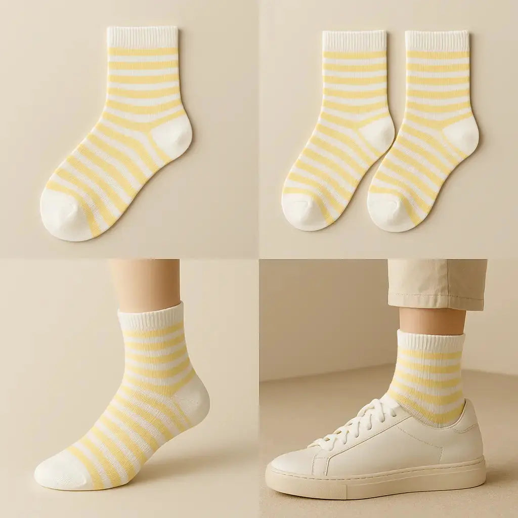 Chaussettes enfants rayures rose en coton mollet galerie produit