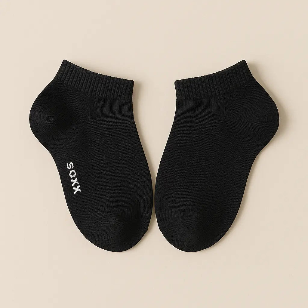 Chaussettes enfants socquettes noir en coton paire