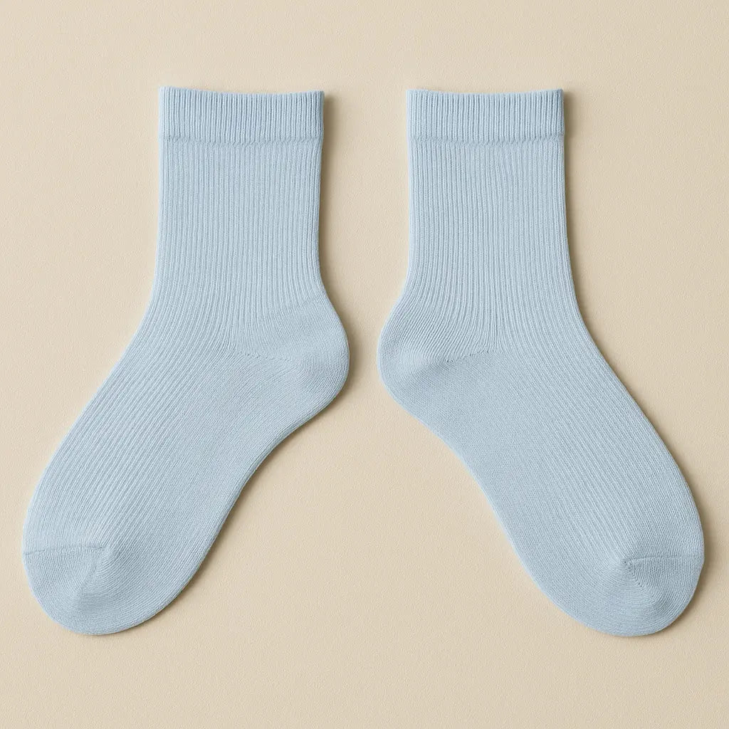 Chaussettes femmes Couleurs bleu clair courtes en coton paire