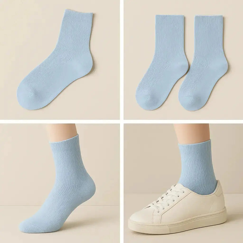 Chaussettes femmes Couleurs bleu clair courtes en coton galerie produit