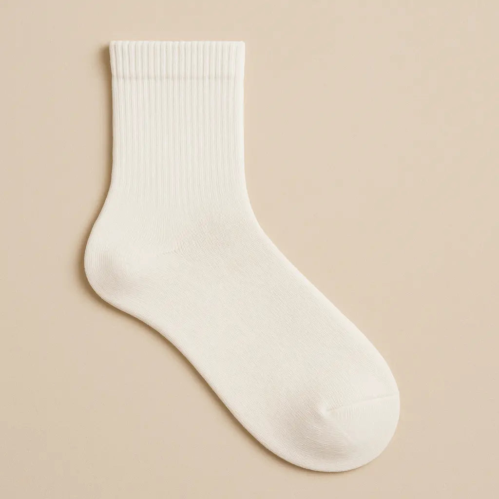 Chaussettes femmes Couleurs courtes en coton blanc vue à plat