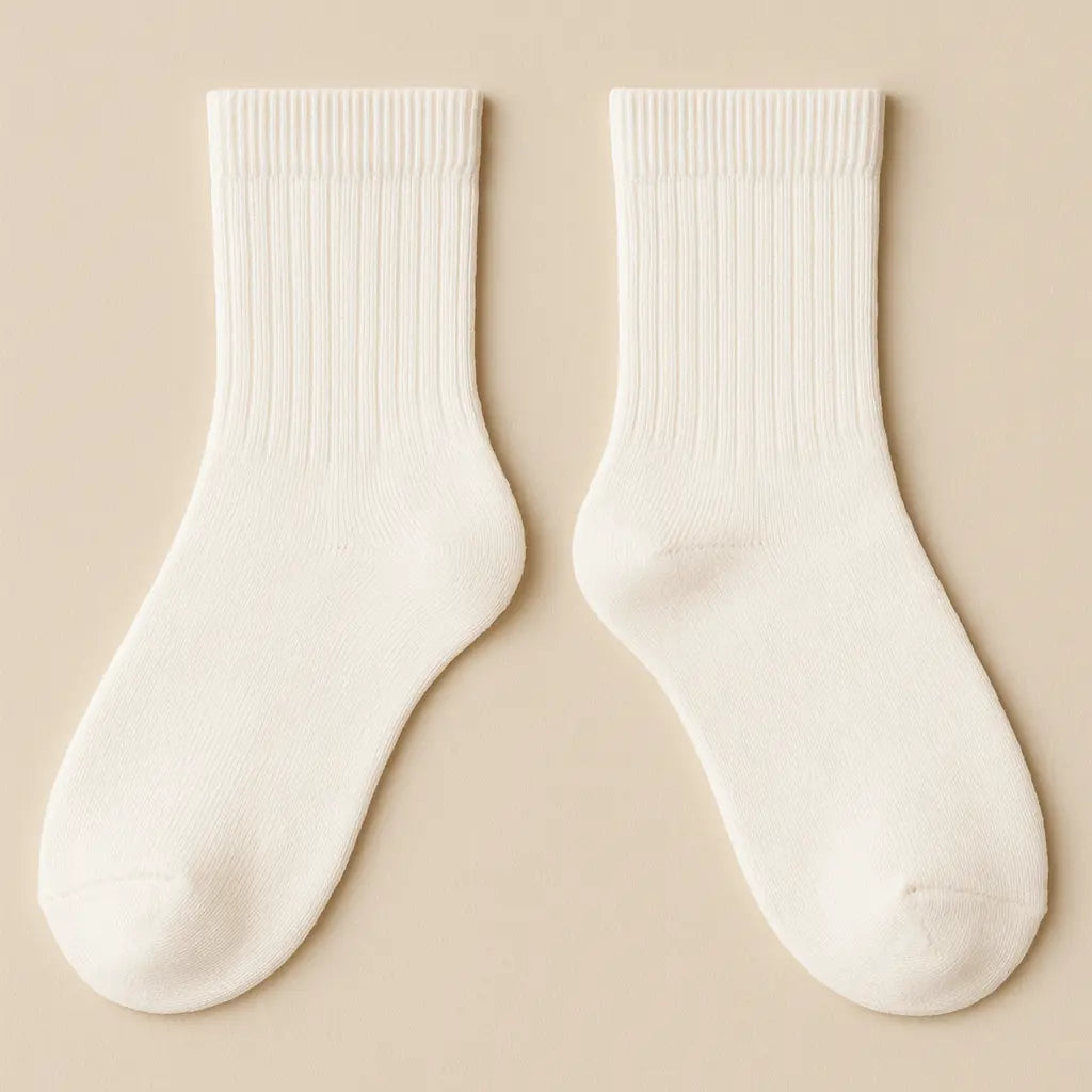 Chaussettes femmes Couleurs courtes en coton blanc paire
