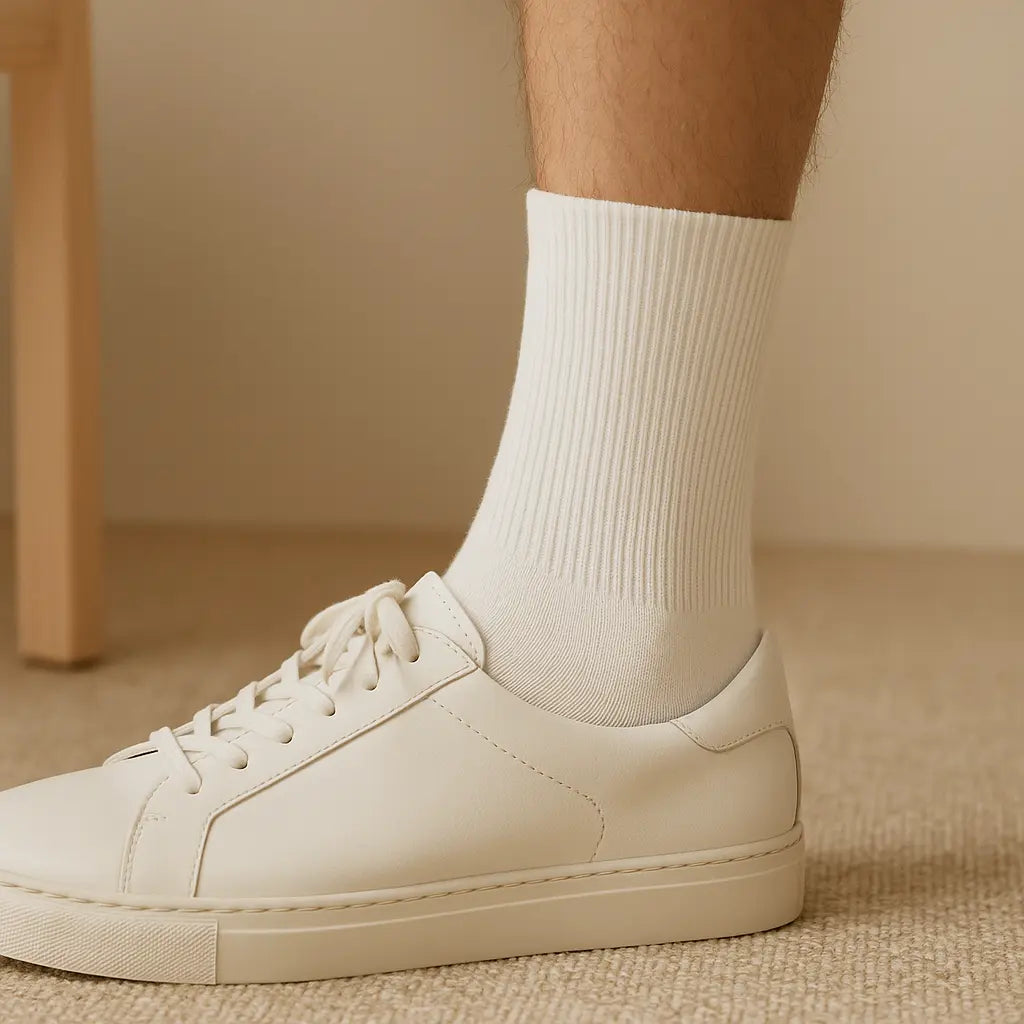 Chaussettes femmes Couleurs courtes en coton blanc en situation