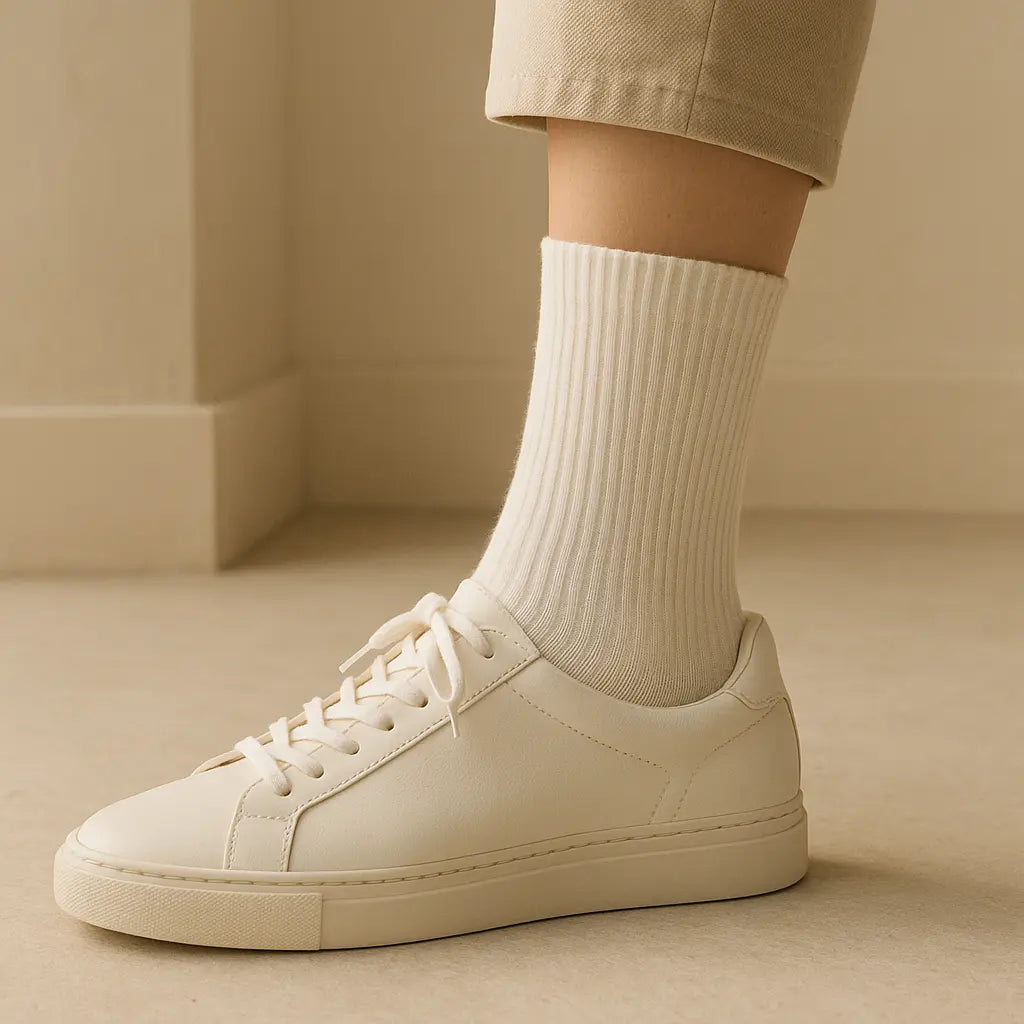 Chaussettes femmes Couleurs courtes en coton blanc avec chaussures