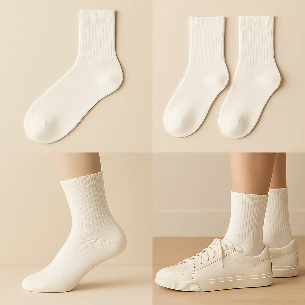 Chaussettes femmes Couleurs courtes en coton blanc galerie produit