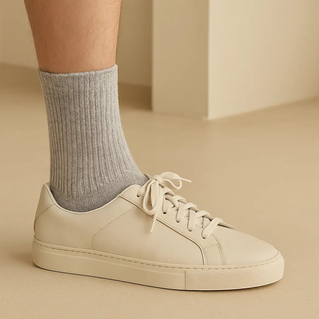 Chaussettes Femmes Couleurs Courtes Gris Clair en Coton avec chaussures