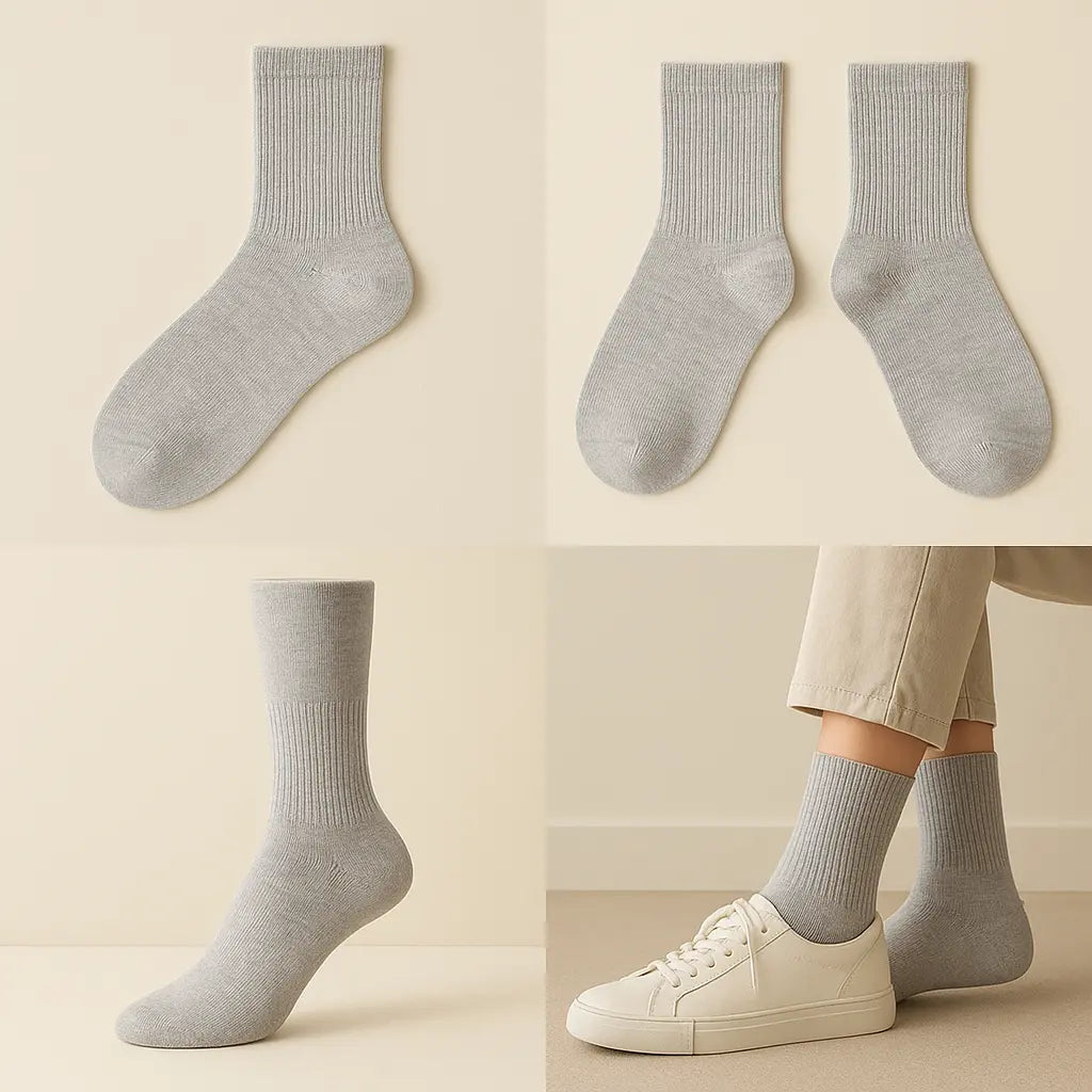 Chaussettes Femmes Couleurs Courtes Gris Clair en Coton galerie produit