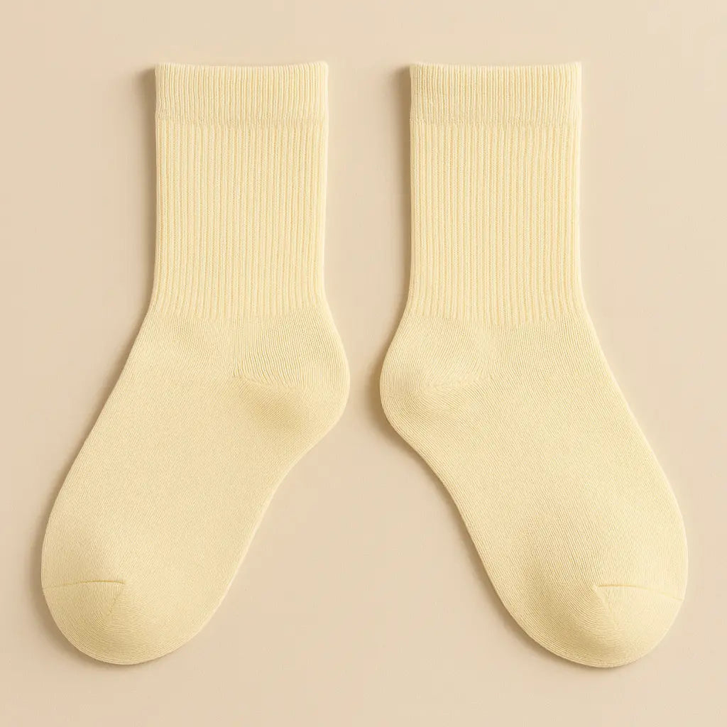 Chaussettes femmes Couleurs courtes coton jaune clair paire