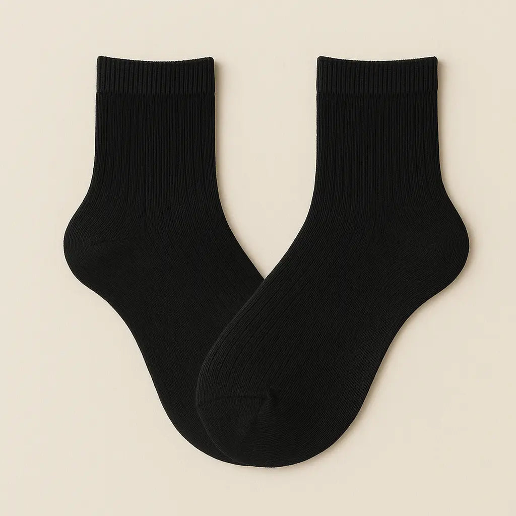 Chaussettes femmes Courtes Coton Noir Collection Couleurs paire