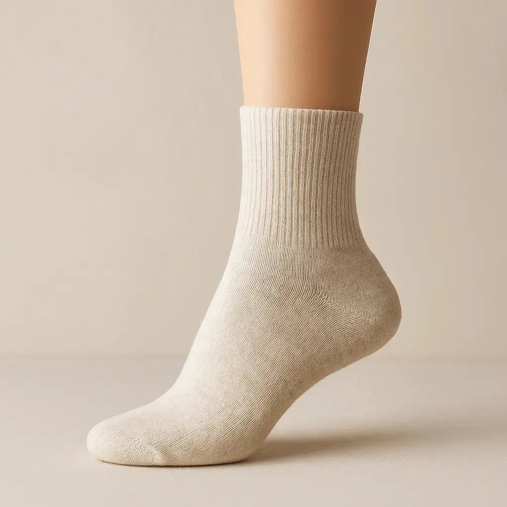 Chaussettes femmes Couleurs courtes coton Nude sur pied mannequin