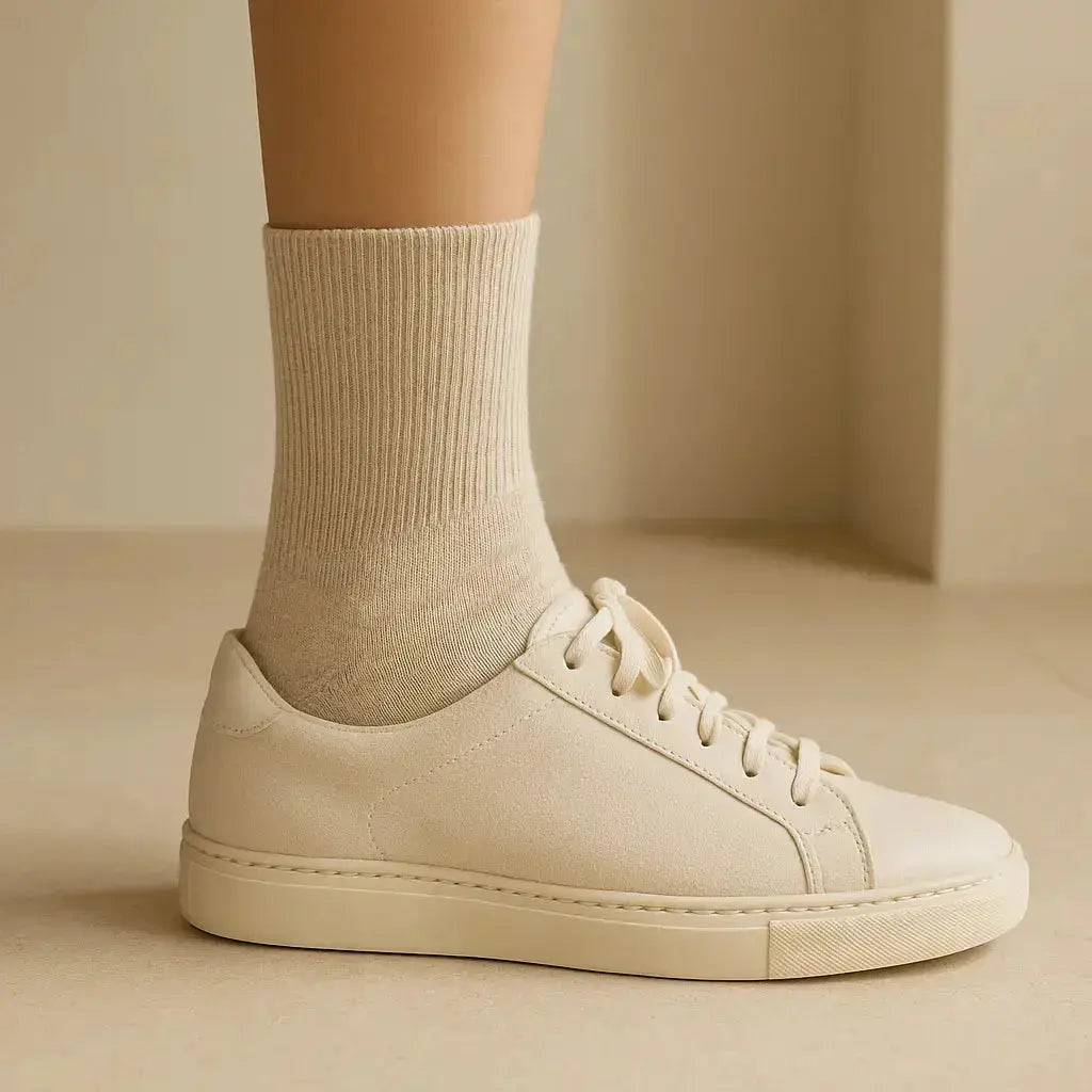 Chaussettes femmes Couleurs courtes coton Nude avec chaussures