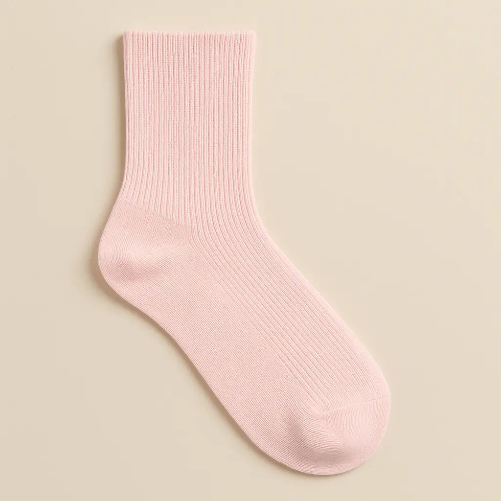 Chaussettes femmes Couleurs rose clair courtes en coton vue à plat