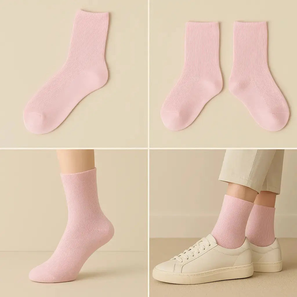Chaussettes femmes Couleurs rose clair courtes en coton galerie produit