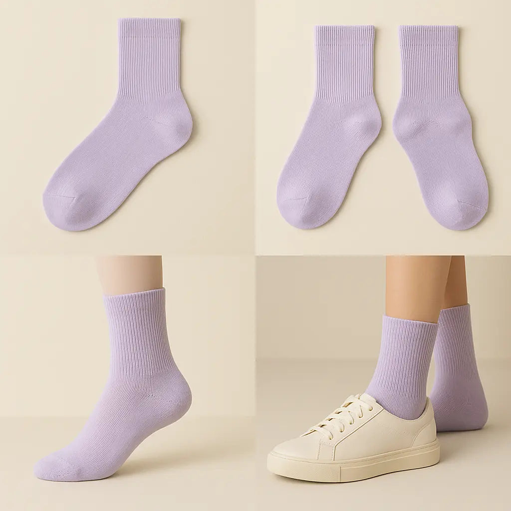 Chaussettes femmes couleur violet clair courtes en coton galerie produit