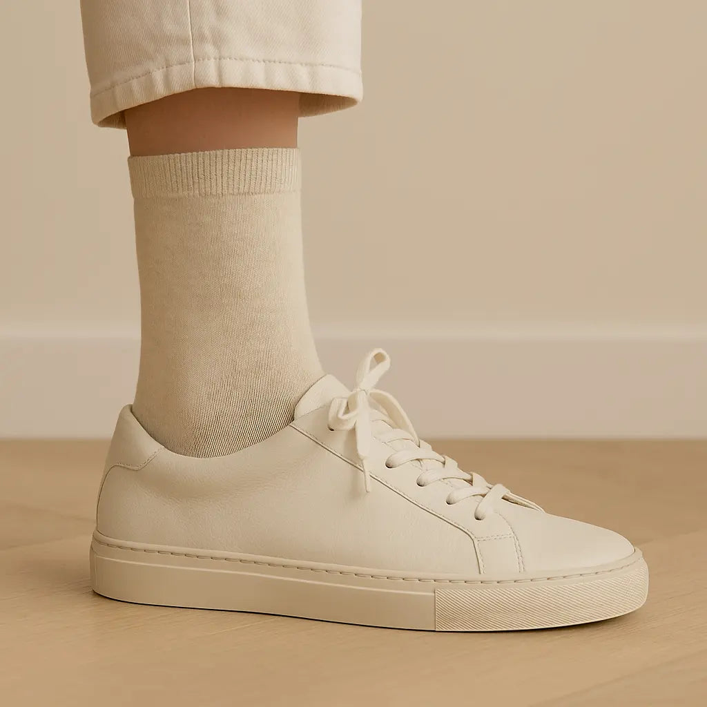 Chaussettes femme Couleurs Avoine en coton mollet avec chaussures