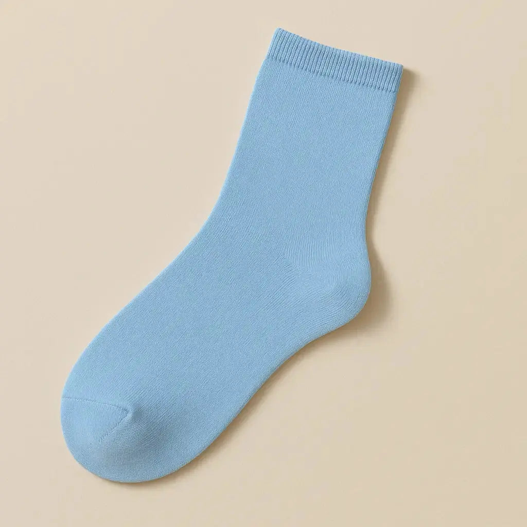 Chaussettes Femme Couleurs Bleu Clair en Coton Mollet vue à plat