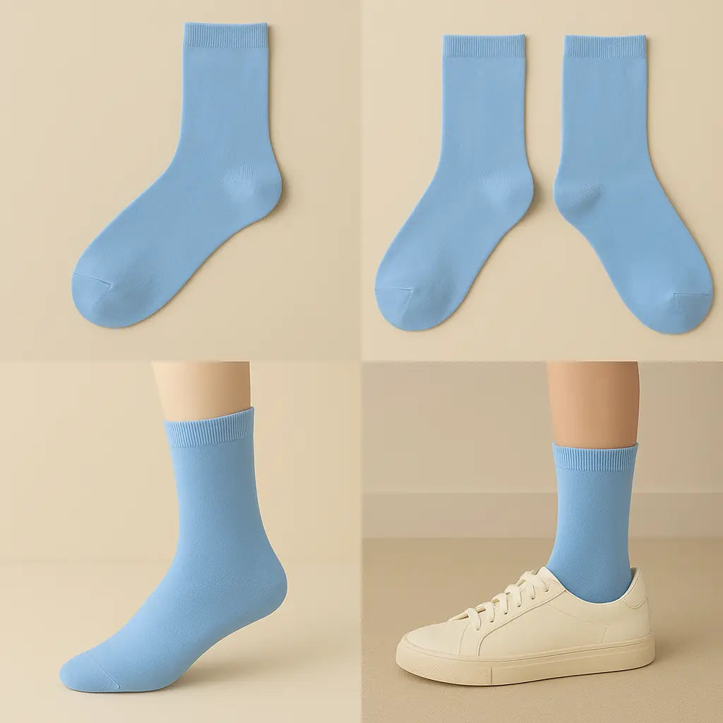 Chaussettes Femme Couleurs Bleu Clair en Coton Mollet galerie produit