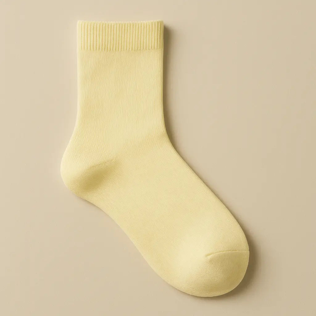 Chaussettes femmes Couleurs jaune clair en coton mollet vue à plat