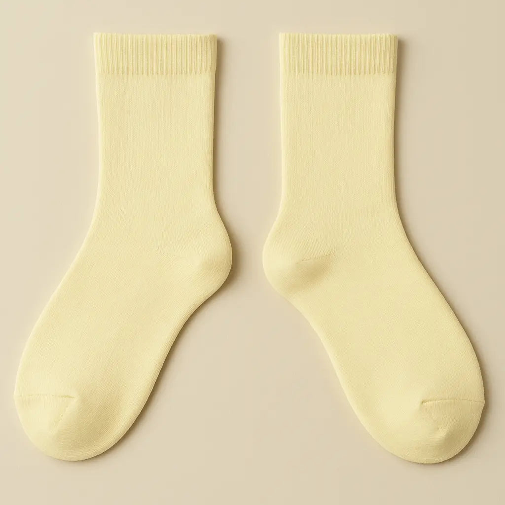 Chaussettes femmes Couleurs jaune clair en coton mollet paire