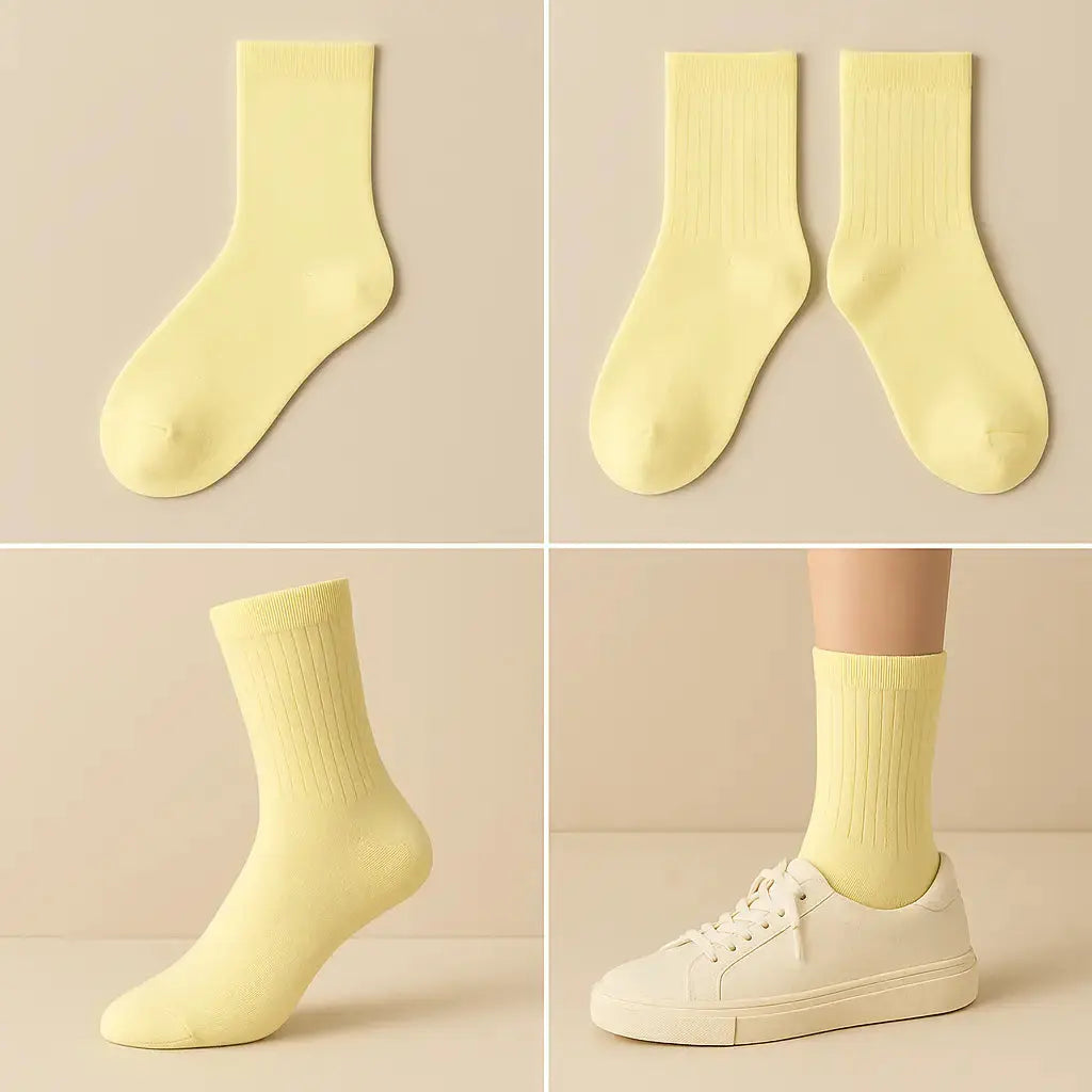 Chaussettes femmes Couleurs jaune clair en coton mollet galerie produit