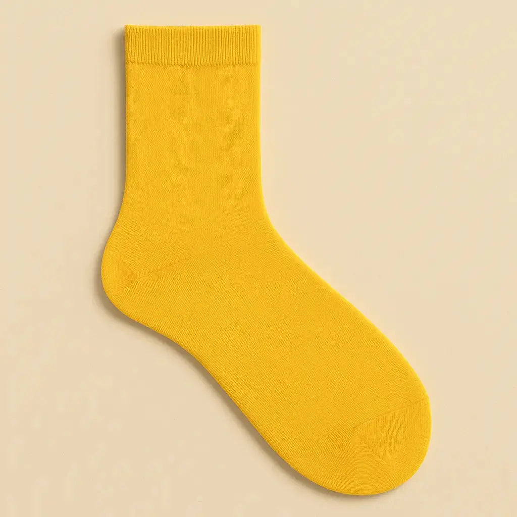 Chaussettes Femmes Couleurs Jaune Mangue Mollet Coton vue à plat