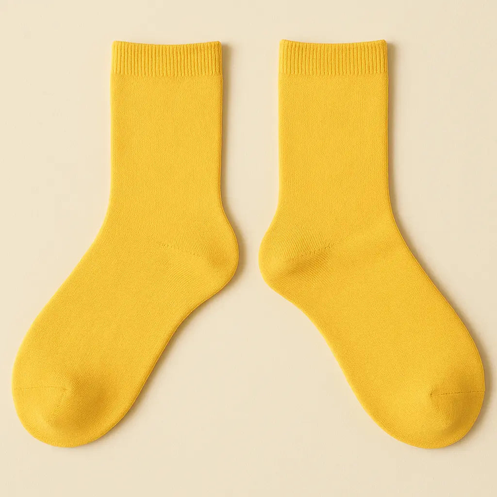 Chaussettes Femmes Couleurs Jaune Mangue Mollet Coton paire