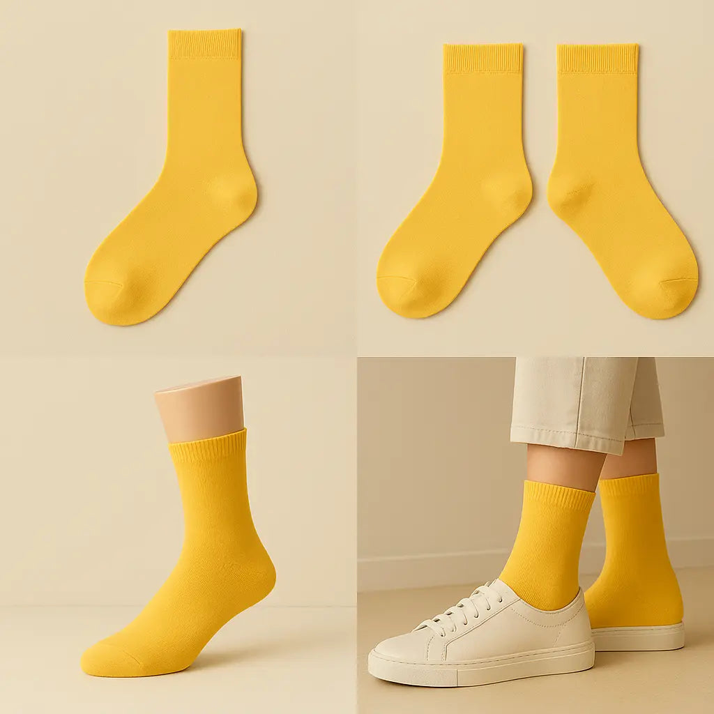 Chaussettes Femmes Couleurs Jaune Mangue Mollet Coton galerie produit