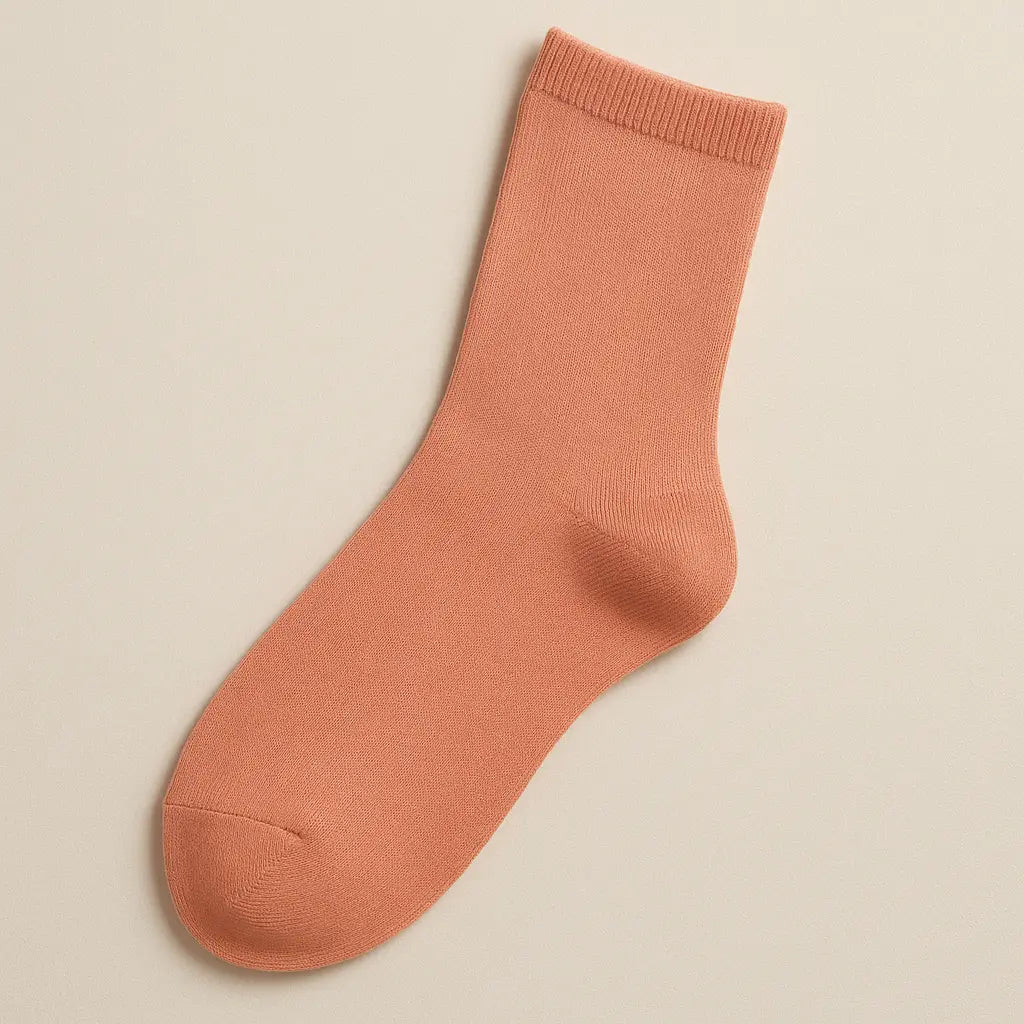 Chaussettes femmes Couleurs Rouge Corail coton mollet vue à plat