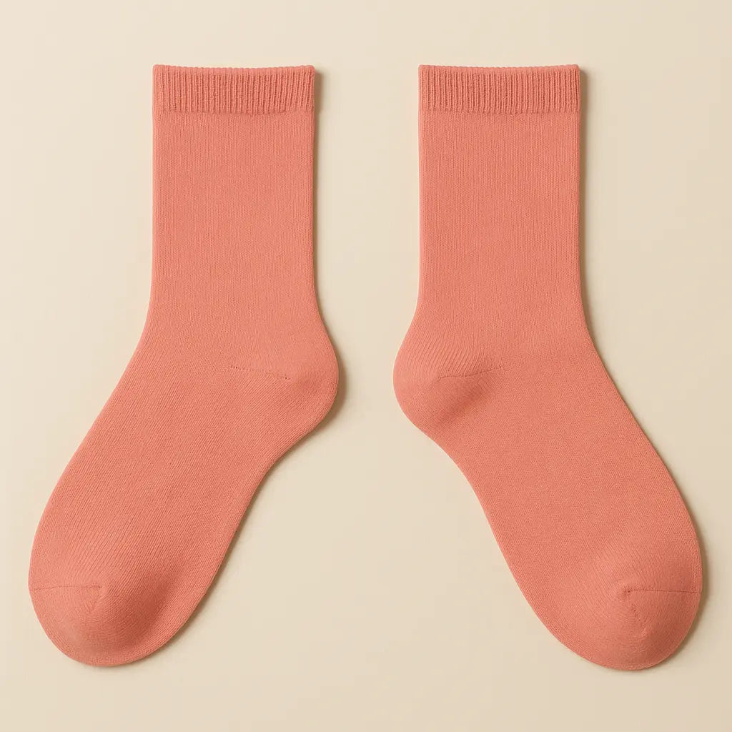 Chaussettes femmes Couleurs Rouge Corail coton mollet paire