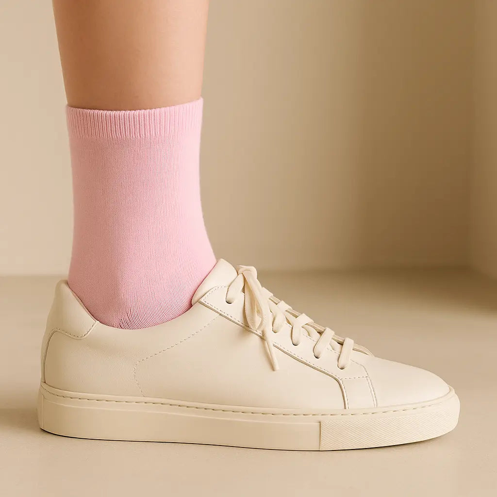 Chaussettes femmes Couleurs rose clair en coton mollet avec chaussures