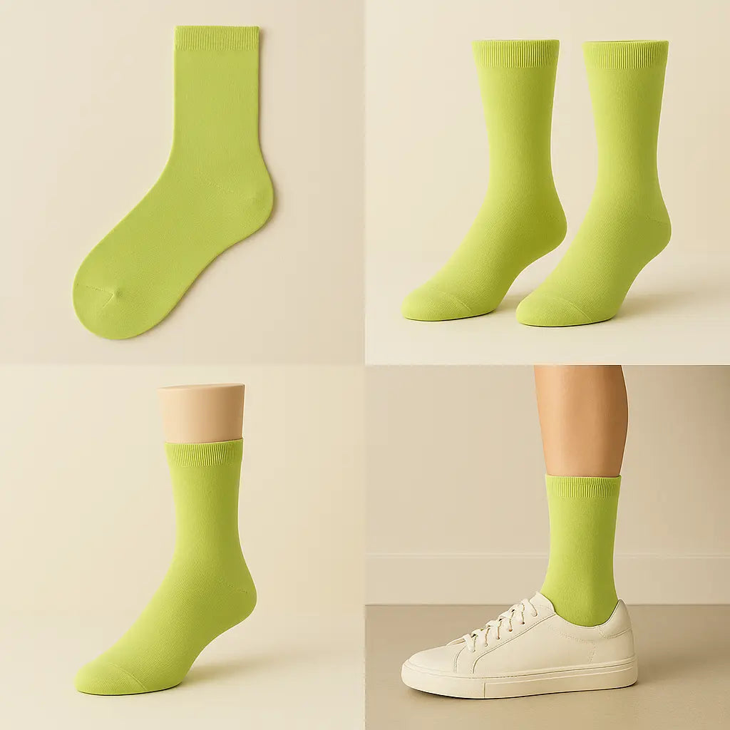 Chaussettes femmes Couleurs vert clair en coton mi-mollet galerie produit
