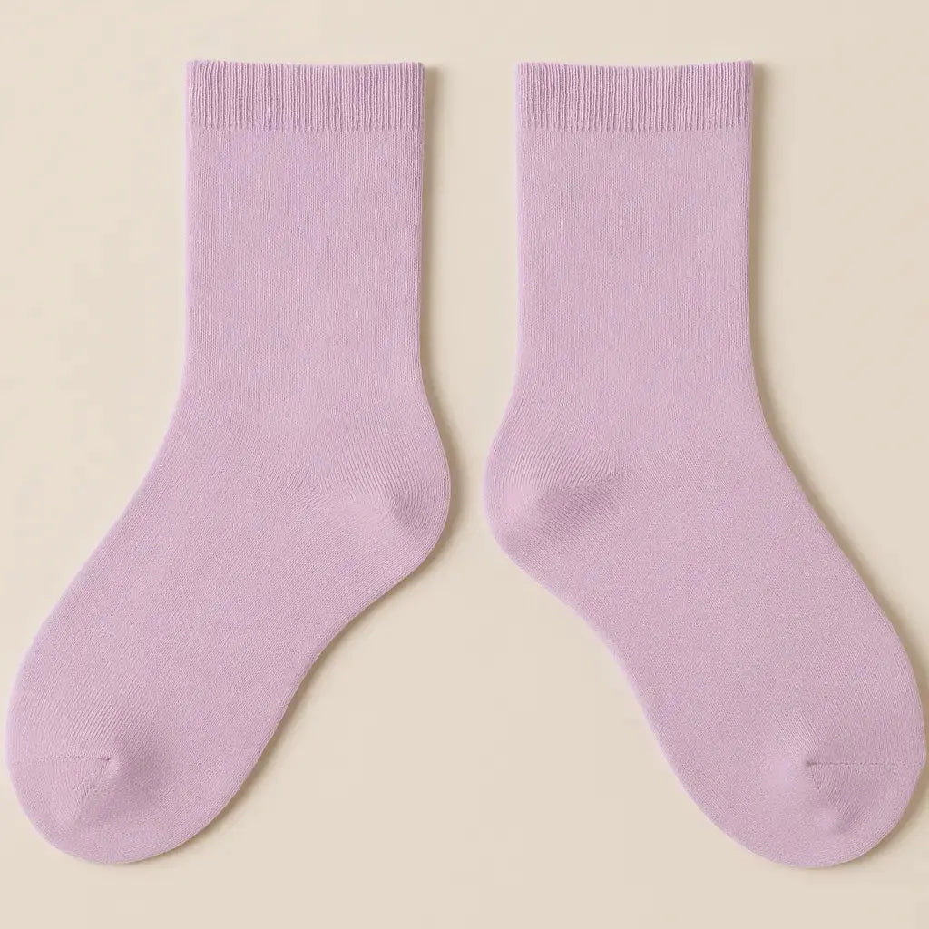 Chaussettes Femmes Couleurs Violet clair Mollet Coton paire