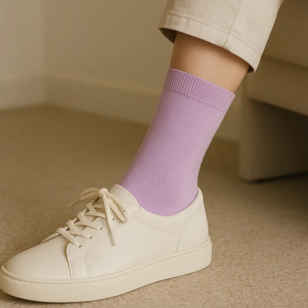 Chaussettes Femmes Couleurs Violet clair Mollet Coton en situation