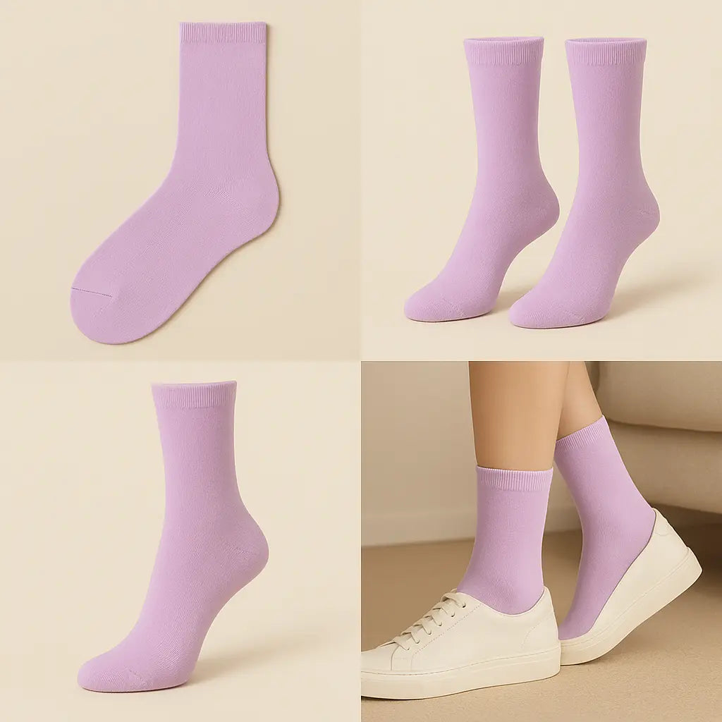 Chaussettes Femmes Couleurs Violet clair Mollet Coton galerie produit