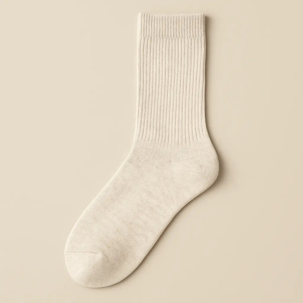 Chaussettes femmes Couleurs Avoine coton mi-mollet vue à plat