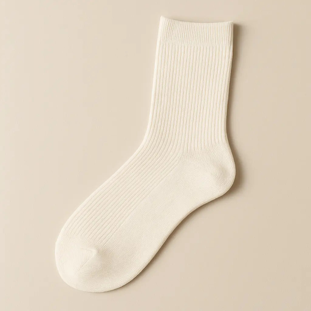 Chaussettes femmes Couleurs coton mollet blanc crème vue à plat