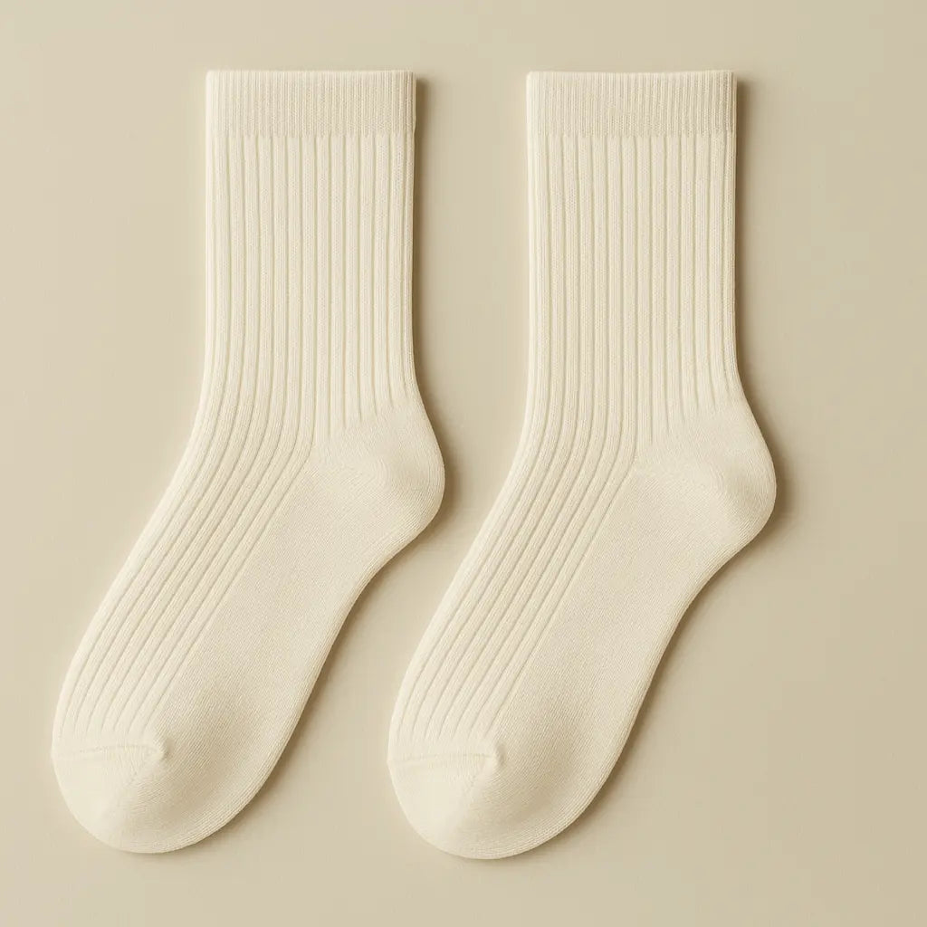 Chaussettes femmes Couleurs coton mollet blanc crème paire