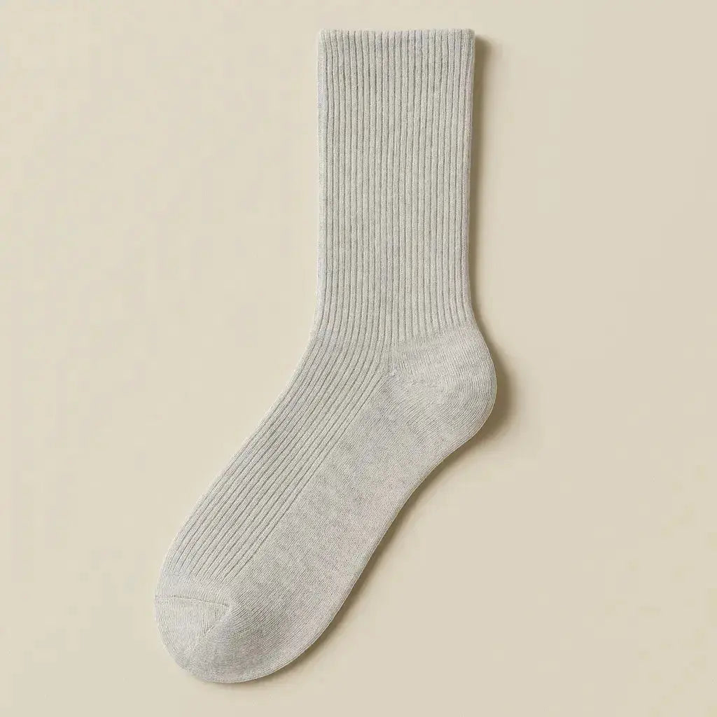 Chaussettes femmes Couleurs haute en coton gris clair vue à plat