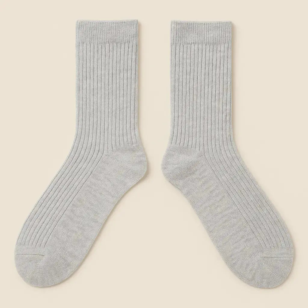 Chaussettes femmes Couleurs haute en coton gris clair paire