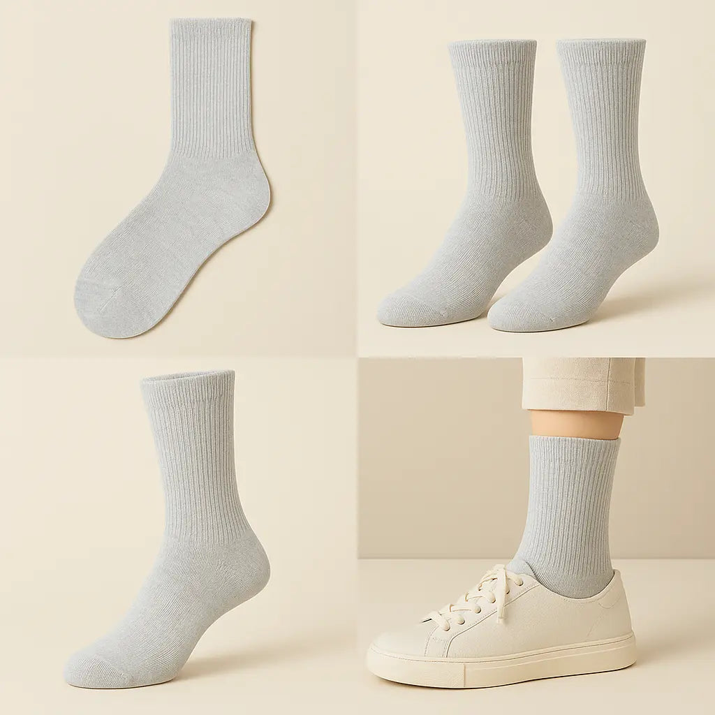 Chaussettes femmes Couleurs haute en coton gris clair galerie produit