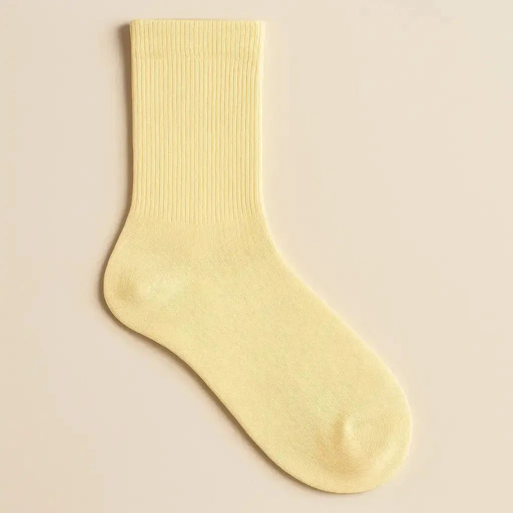 Chaussettes femmes Couleurs jaune clair en coton mollet vue à plat